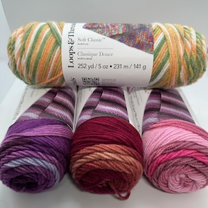 Loops and Thread Yarn, soft classic acrylic, variegated colors, ombre colors