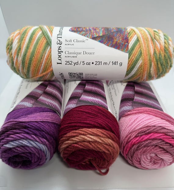 Loops and Thread Yarn, soft classic acrylic, variegated colors, ombre colors