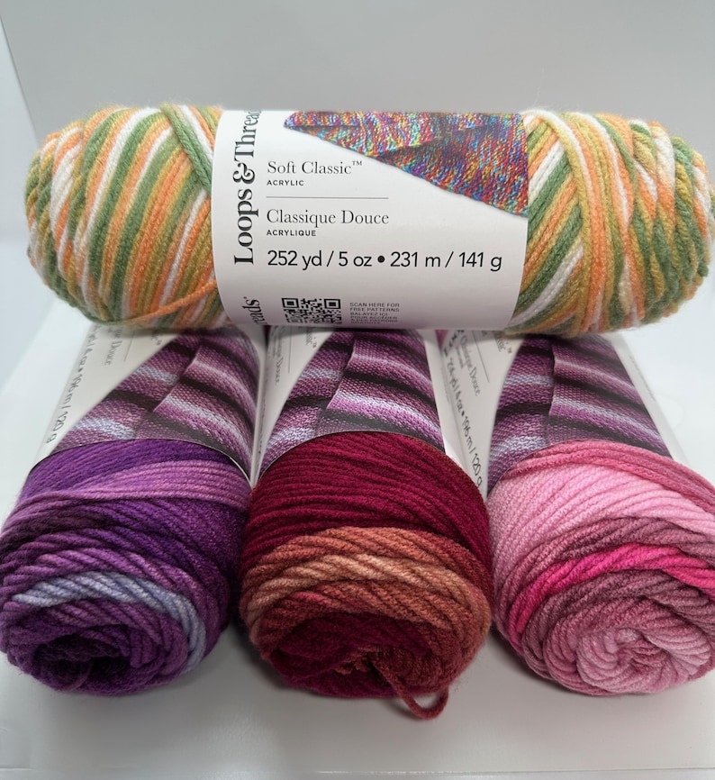 Hilo Loops and Thread, acrílico clásico suave, colores variados, colores ombré imagen 1
