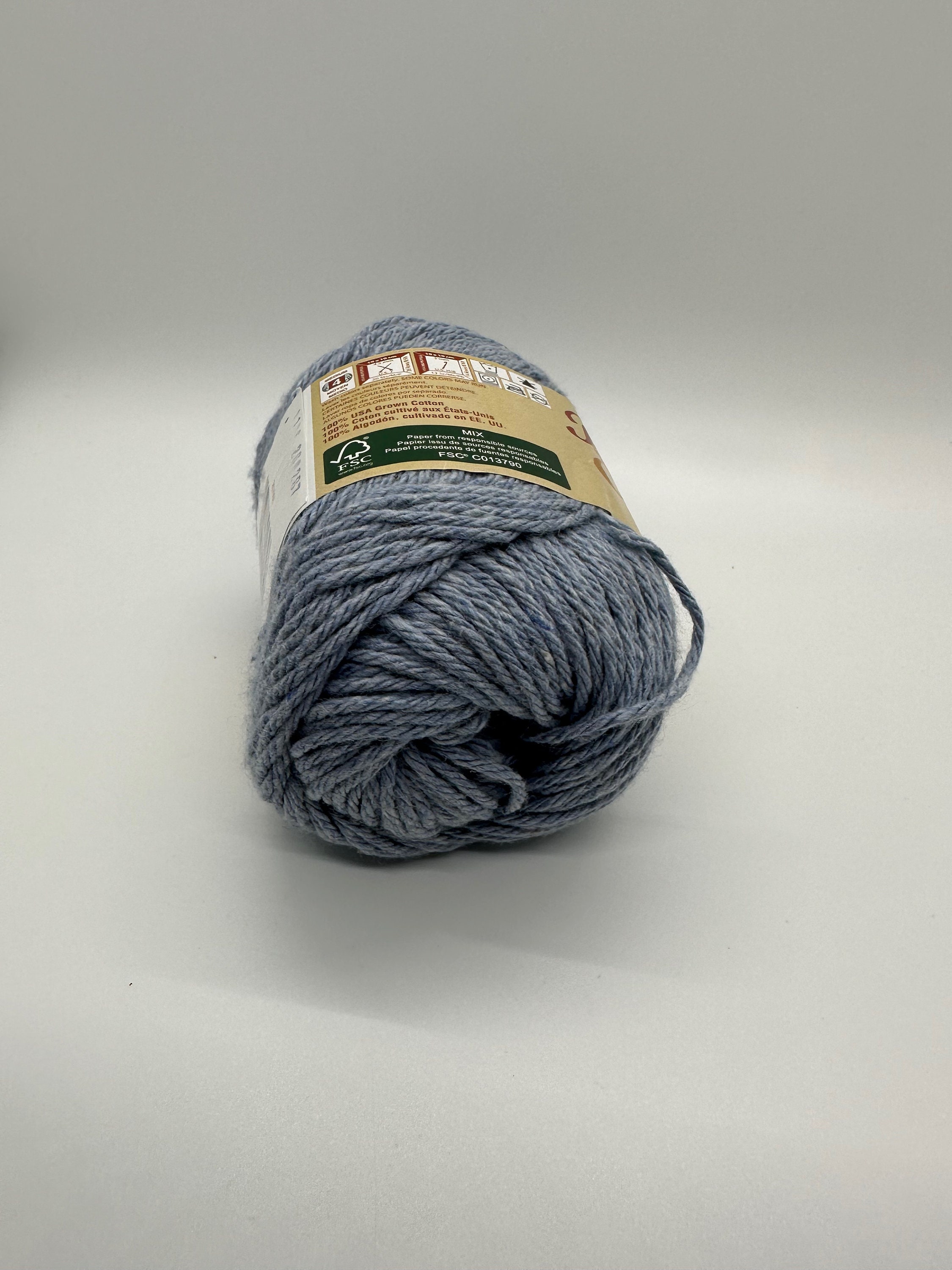 Peaches and Cream Cotton Yarn in Faded Denim Blue Color, Blue Cotton Yarn 