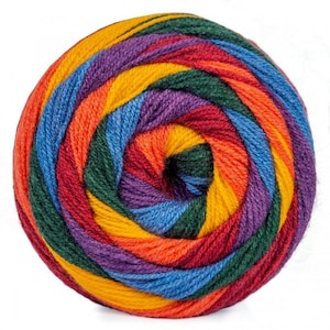 Horizon yarn from Hobbii in Island color (11), shades of yellow, blue, red