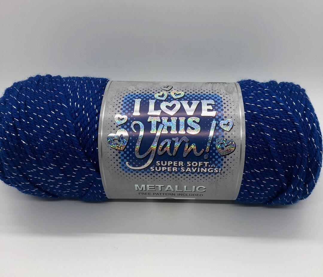 Metallic I Love This Yarn in Royal Color, Blue Sparkle Yarn Etsy