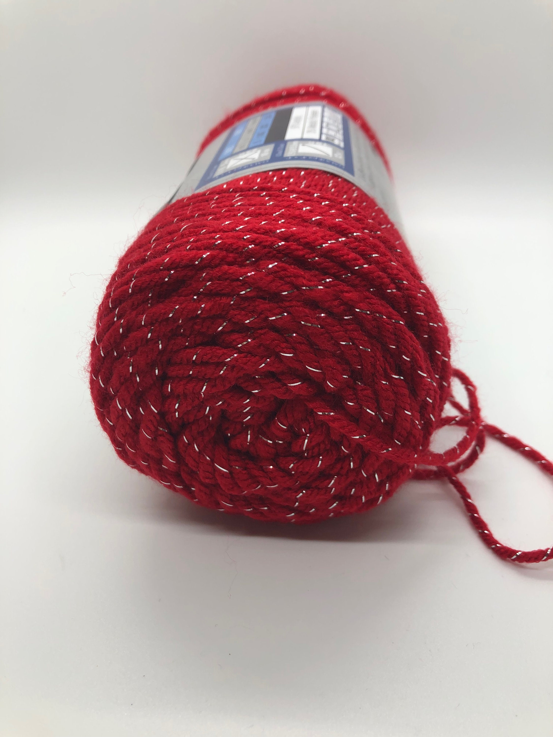 Red Yarn with Silver Metallic Thread - 3oz
