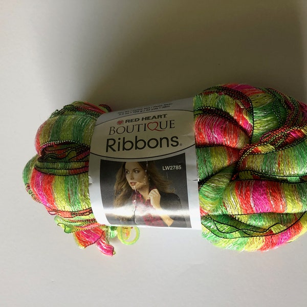 Red Heart Boutique Ribbons Yarn in Fluorescent color