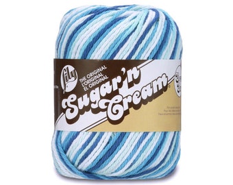 Sugar and Cream Cotton Yarn  in Hippi, Super size cotton yarn skein in shades of blue