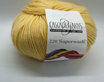 Hilo Cascade 220 Superwash: Amarillo limón, 100% lana.G.