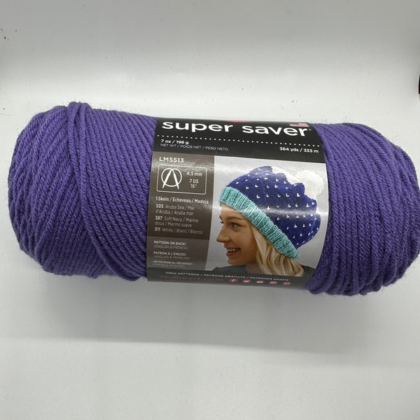 Red Heart Yarn in Lavender color, Red Heart Super Saver in purple color