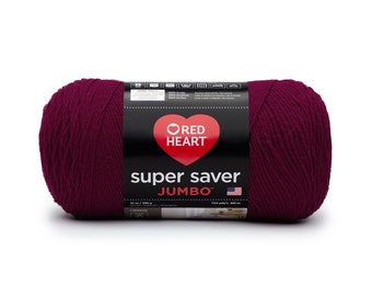 Red Heart Super Saver Jumbo yarn in Burgundy, Red Heart Super Saver in dark red