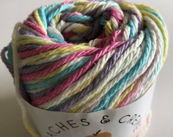 Cotton Yarn in Shades of Beige, Peaches and Cream, Variegated