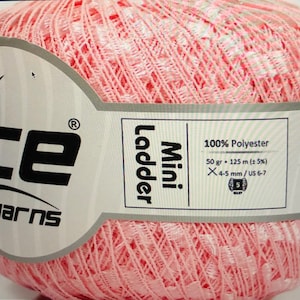 Pink Ladder Ribbon Yarn: Bulky Polyester, 50g