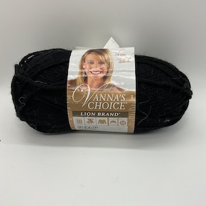 Lion Brand Vanna&#39;s Choice in black color, Medium Weight