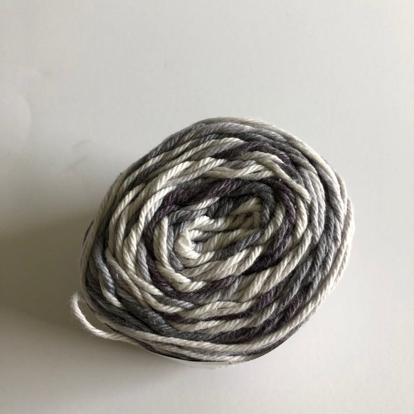 Cotton Yarn in Shades of gray and off white, Peaches and Cream, Variegated gray cotton yarn, Flannel Cotton yarn