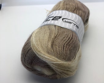 Ice Yarn in Mohair Acrylic,  Winter Brown Shades, Beige and Camel