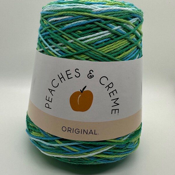 Peaches and Cream in Emerald Energy color, Shades of green and blue Cotton Yarn cone, (14 oz cone)