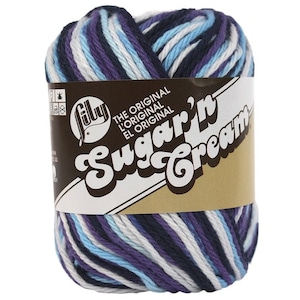 Sugar n&#39; Cream Cotton Yarn: Moondance Ombre color, variegated Purple, Blue and White colors