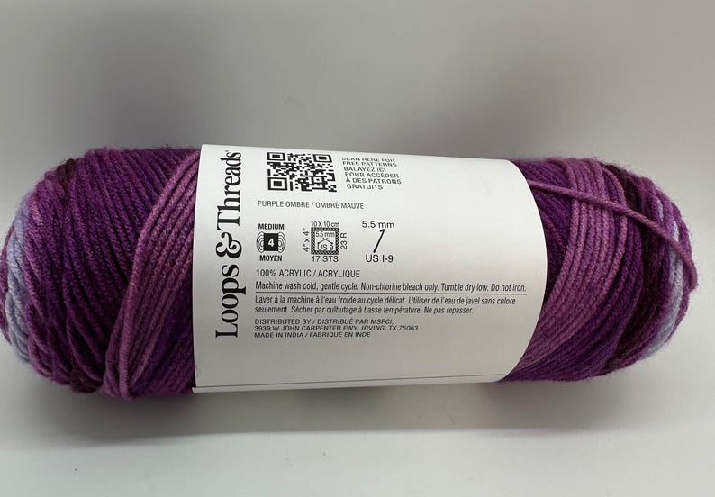 Hilo Loops and Thread, acrílico clásico suave, colores variados, colores ombré Purple ombre