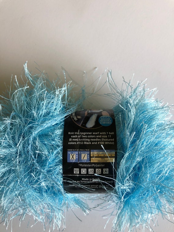 Discontinued Yarn, Fun Fur Yarn From Lion Brand in Light Blue. Eye