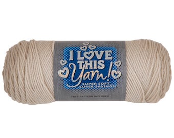 May include: A skein of beige "I Love This Yarn!" super soft acrylic yarn. Free pattern included.