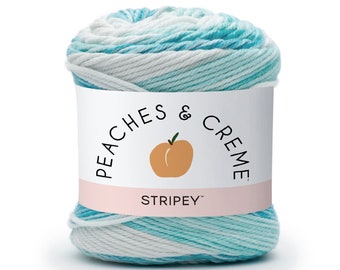 Peaches & Creme Stripey Cotton Yarn in spring blue color.