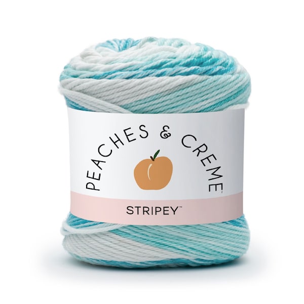 Cotton Yarn in Shades of blues, Peaches and Cream, Variegated blue cotton yarn, Spring blues stripes cotton yarn