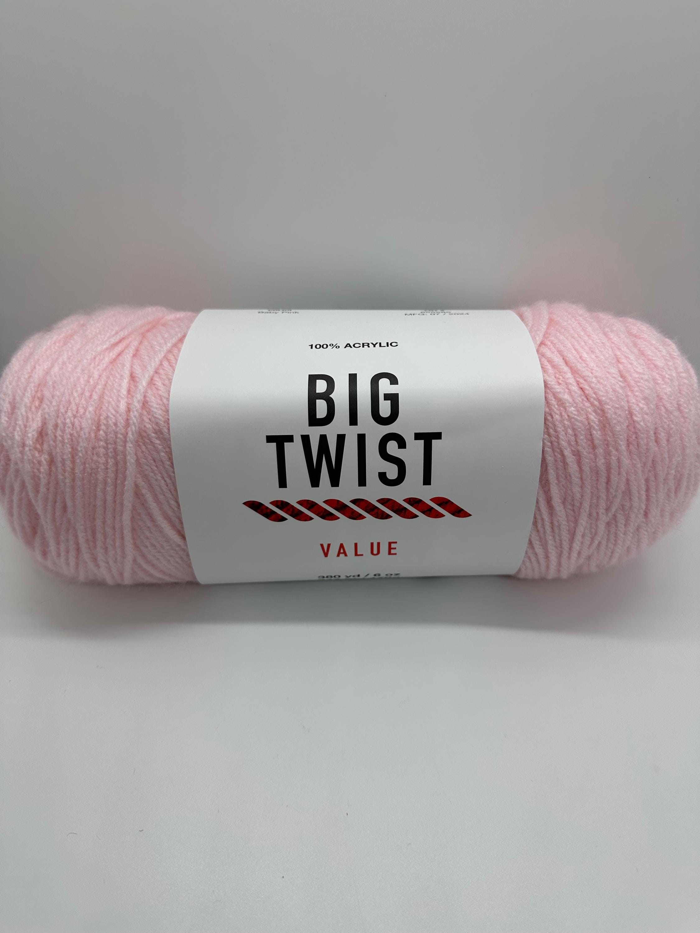Big Twist Value Yarn in Baby Pink Color, Light Pink Acrylic