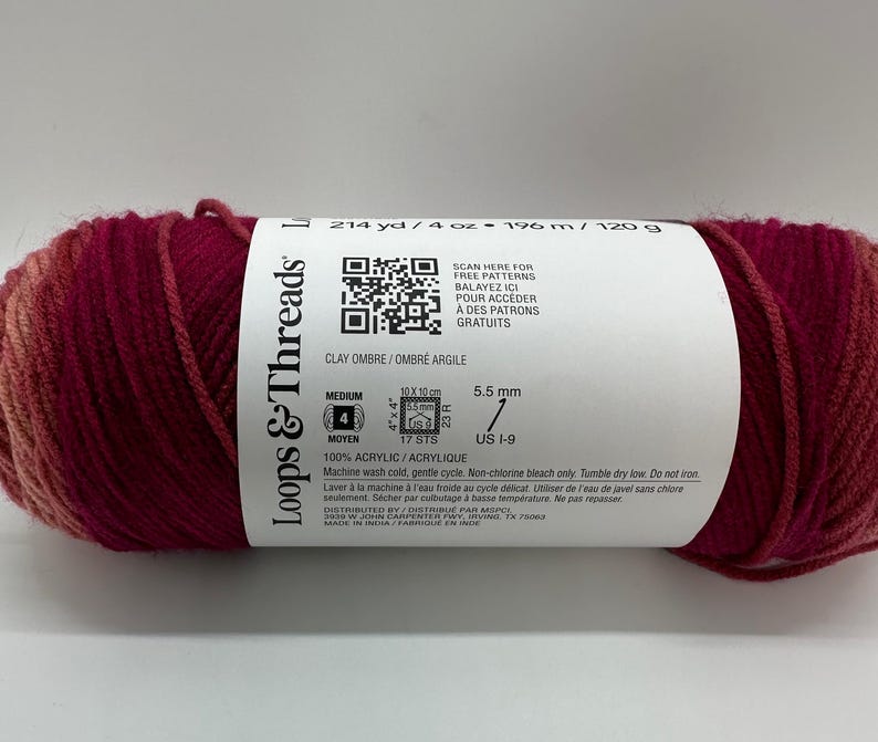 Hilo Loops and Thread, acrílico clásico suave, colores variados, colores ombré Clay ombre