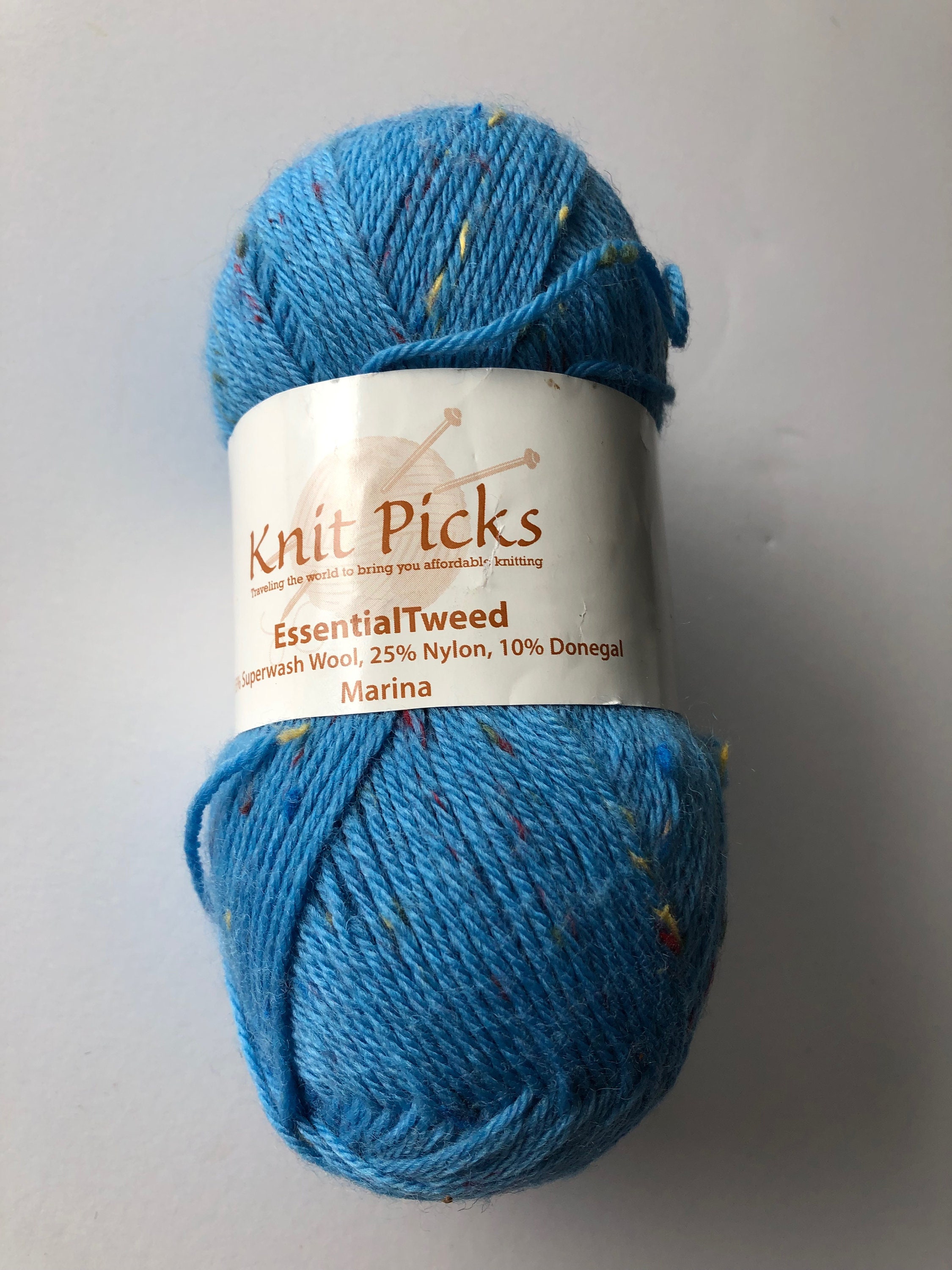 Discontinued Yarn Knit Picks Essential Tweed Sock Yarn in Marina Color,  Light Blue Sock Yarn 