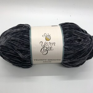 Yarn Bee Velvety Smooth in Charcoal, Dark gray velvet yarn, Gray velvet yarn