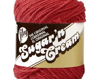 Sugar and Cream Cotton Yarn  in Red color, original size, Red cotton yarn