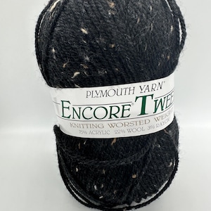 Plymouth Yarn Encore Tweed: Black Worsted Weight Yarn