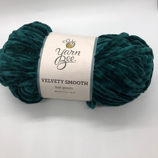 Yarn Bee Velvety Smooth in Teal Green, Green velvet yarn, Teal velvet yarn