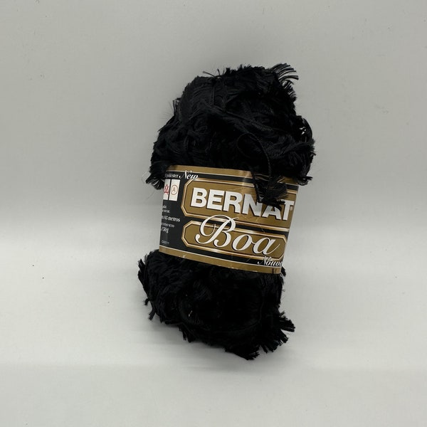 Discontinued yarn. Bernat Boa eyelash Yarn in Raven color, black Boa Yarn, Black Yarn