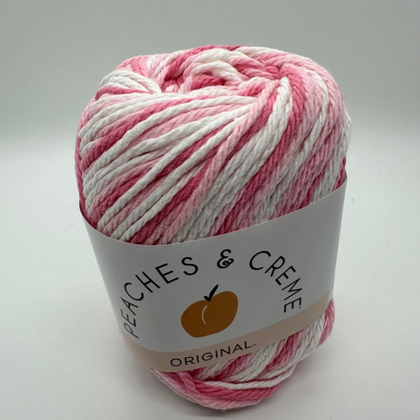 Cotton Yarn in Shades of Pink and white, Peaches and Cream, Variegated pink cotton yarn, Strawberry Cotton yarn