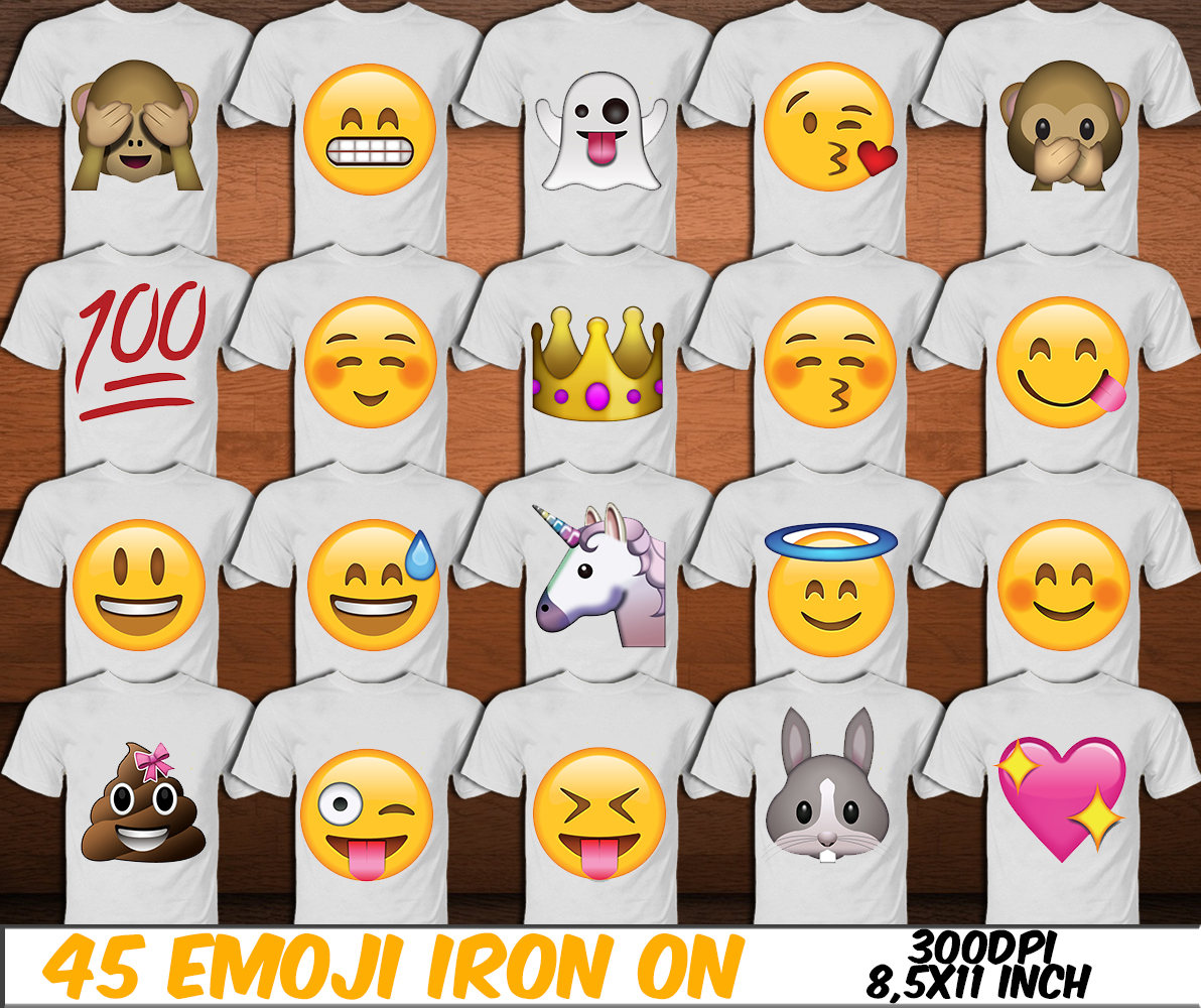 45 Emoji Iron on Transfer Image-Printable Emoji Birthday | Etsy