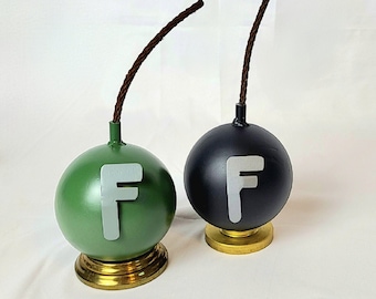 F* Bomb Reclaimed Metal Table Mancave Sculpture Explicit "F"BOMB GOLD BRASS Base Green or Black