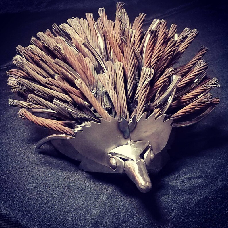 Hedgehog Recycled Scrap Metal Steel Cable Art Sculpture hans Etsy