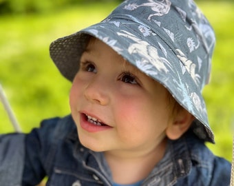 Cotton sun hat. Dinosaur bucket hat.