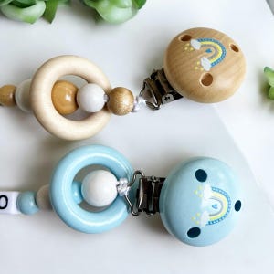 Little Prince. Pacifier holder with name. Wooden pacifier chain. Birth gift.