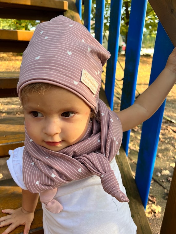 Pink Baby Hat With Cotton Hat and Baby Girl Neck Warmer or