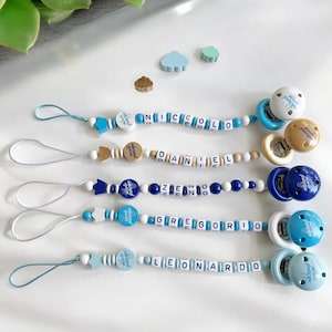 Little Prince. Pacifier holder with name. Wooden pacifier chain. Birth gift.