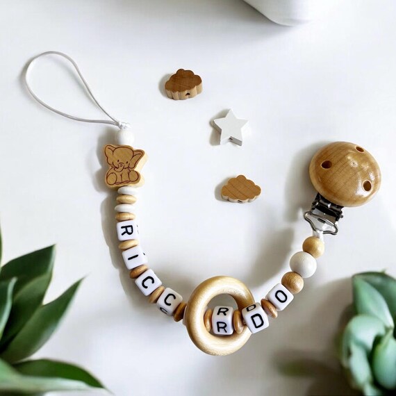 Catenella Portaciuccio Personalizzata Per Bambini – Clip Elefante Viola Con Nome - 6
