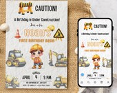 Construction Birthday Invitation Template, Editable Party Invite, Kids Birthday, Printable Invitation, Birthday Template, DIY Invite