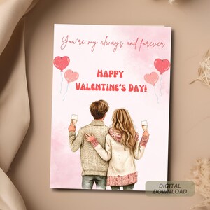 Romantische Valentijnsdagkaart, Valentijnskaart voor vriend vriendin, valentijnskaart, digitale download