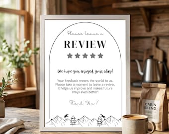 Printable Guest Review Reminder Template, Airbnb Review Request Sign, Editable Canva Template, Vacation Rental Feedback Sign