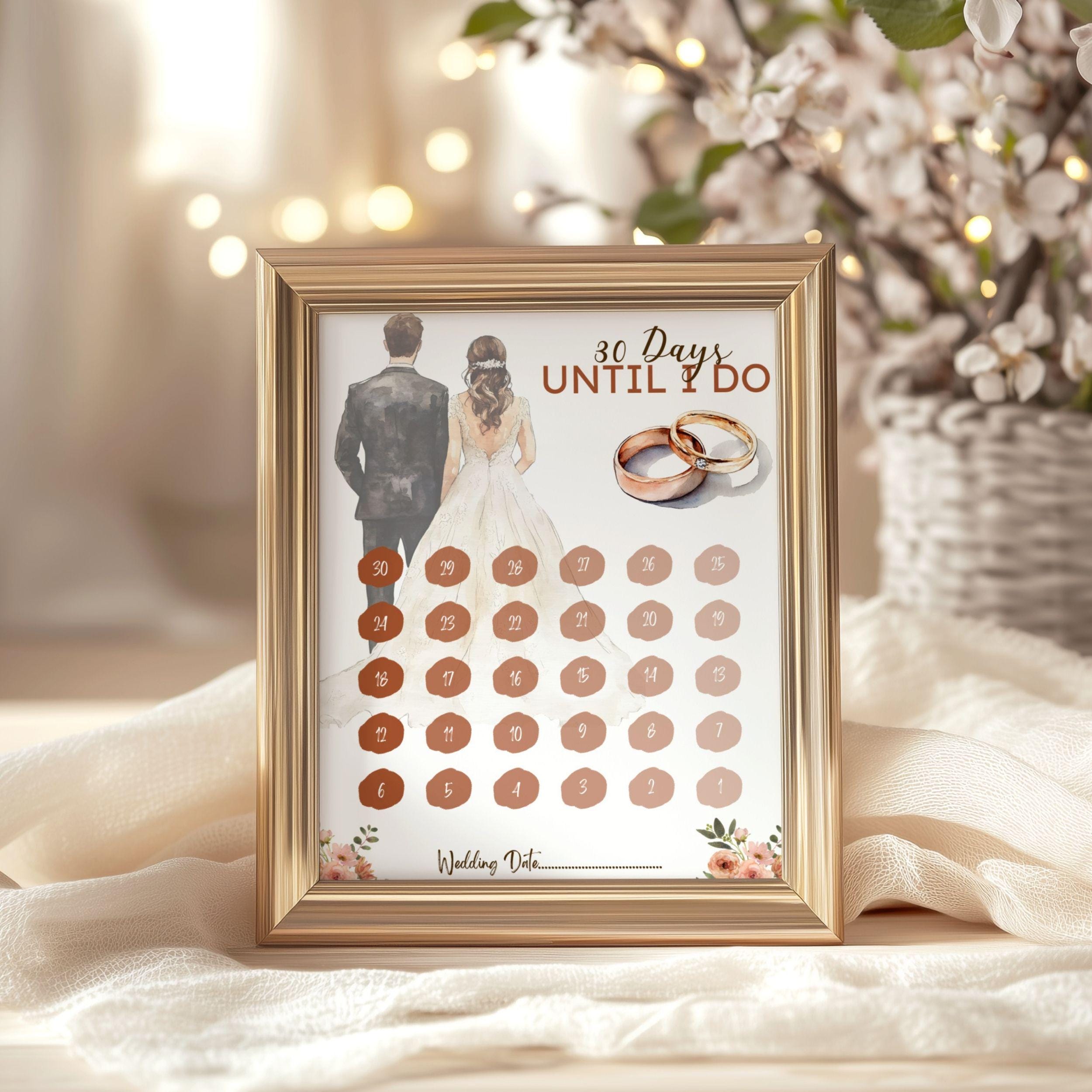 Bride & Groom Wedding Countdown Calendar Printable | 100 and 30 Day ...