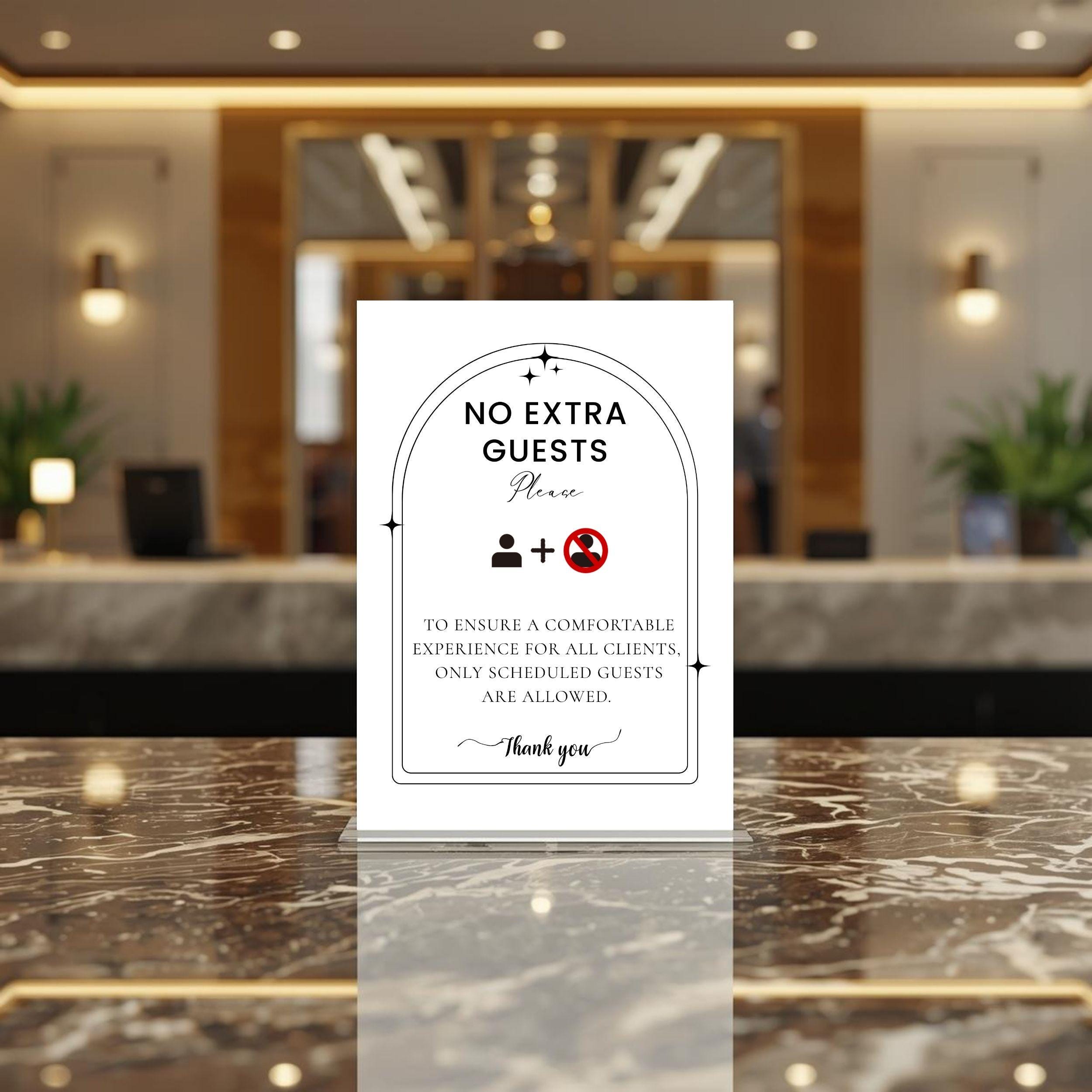 No Extra Guests Sign Template, Editable Canva Business Sign, Salon Spa ...
