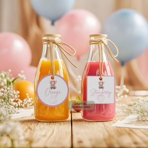 Etiquetas para garrafas de suco de chá de bebê com tema de cowgirl | Etiquetas para suco Etiqueta para suco | Etiquetas para bebidas redondas e quadradas | Editável para impressão | Download instantâneo