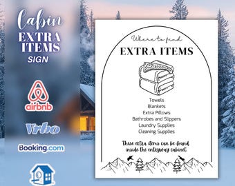 Airbnb Extra Items Sign Template, Cabin Guest Request Sign, Additional Supplies Printable, Vacation Rental House Rules Decor