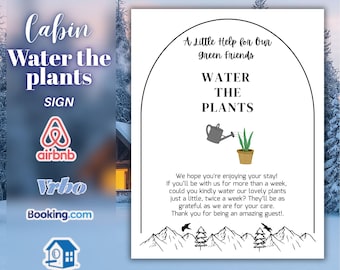 Airbnb Plant Watering Sign Template, Water The Plants Sign, Cabin Airbnb Printable, Plant Care Guest Sign, Editable Canva Template