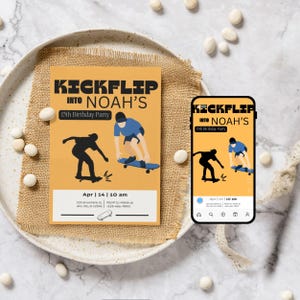 Skateboard Geburtstagseinladung Vorlage | Teenager Junge Geburtstag | 13.Geburtstags-Party einladen | Teen Sport Geburtstag